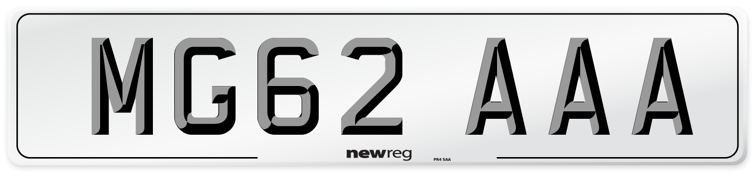 MG62 AAA Number Plate from New Reg